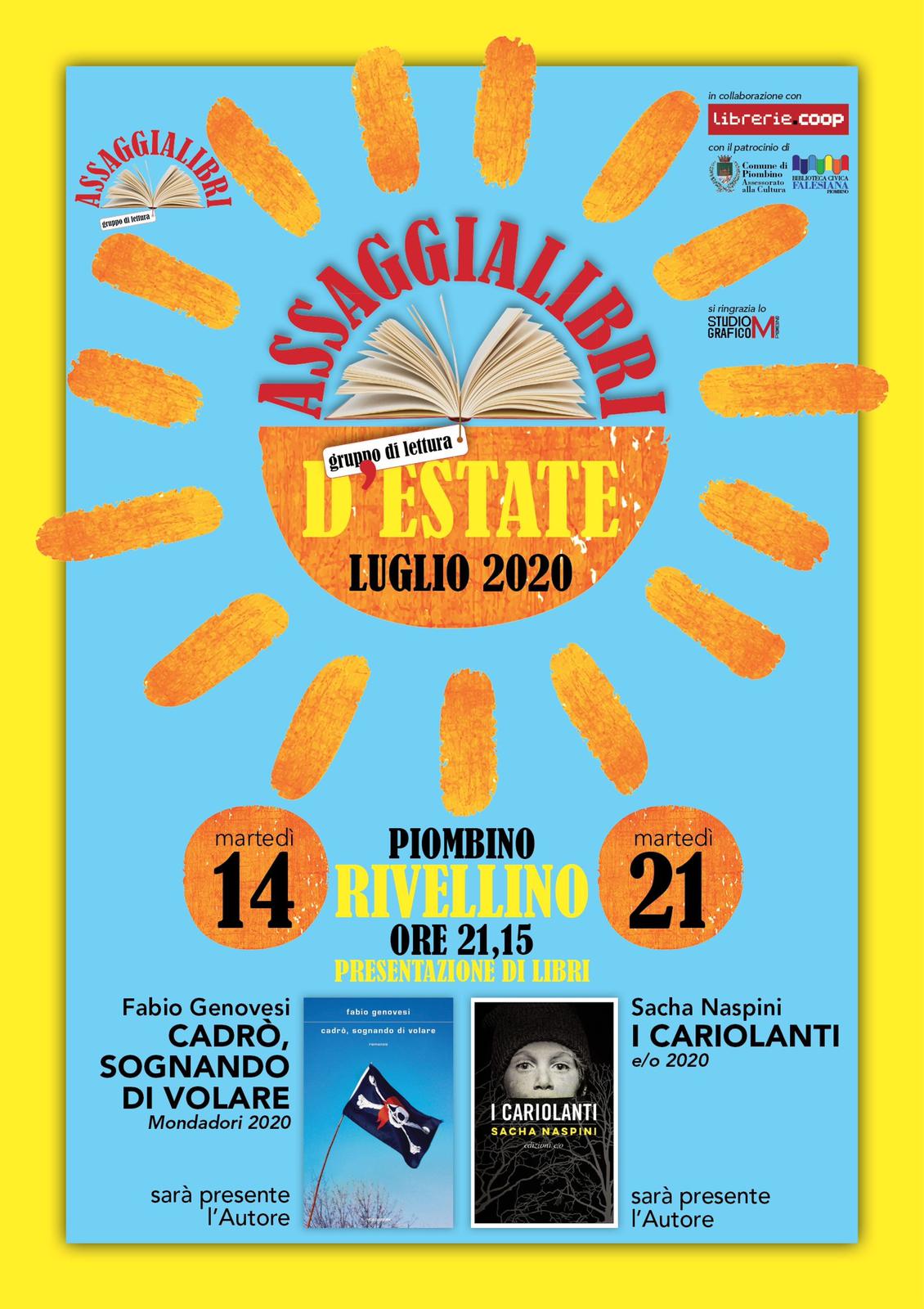 Assaggialibri, due nuovi appuntamenti con le conversazioni letterarie. Marted&igrave; 14 luglio con Fabio Genovesi e marted&igrave; 21 luglio con Sacha Naspini