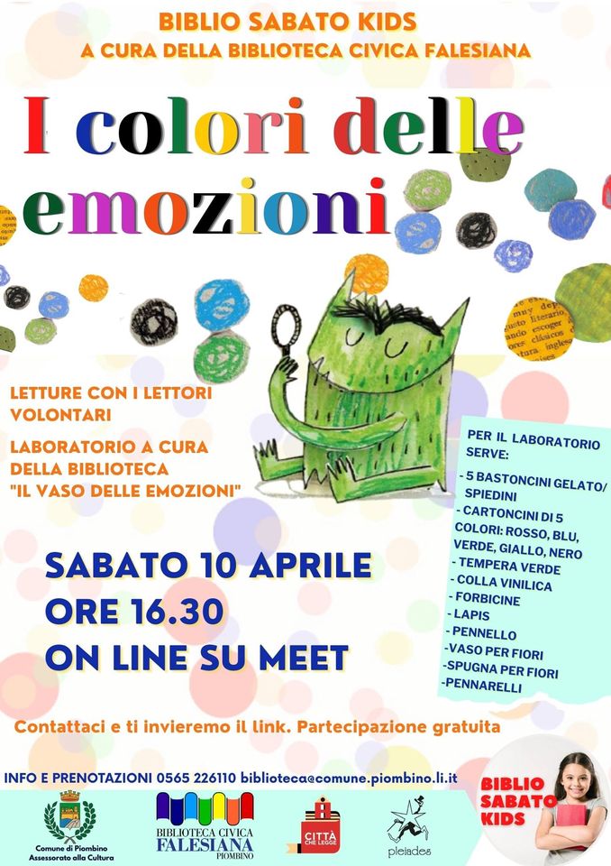  Biblio Sabato Kids, un nuovo appuntamento dedicato alle emozioni 