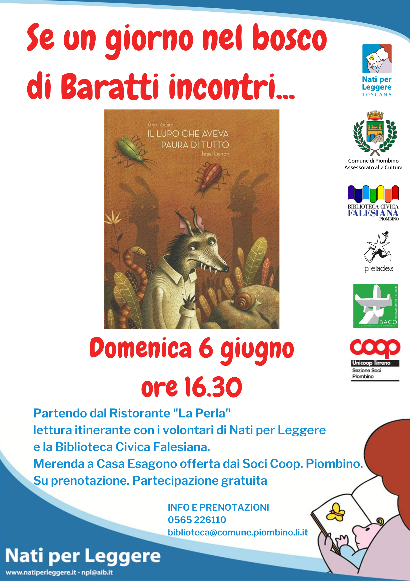 LA LETTURA ITINERANTE PER BAMBINI TORNA A BARATTI DOMENICA 6 GIUGNO