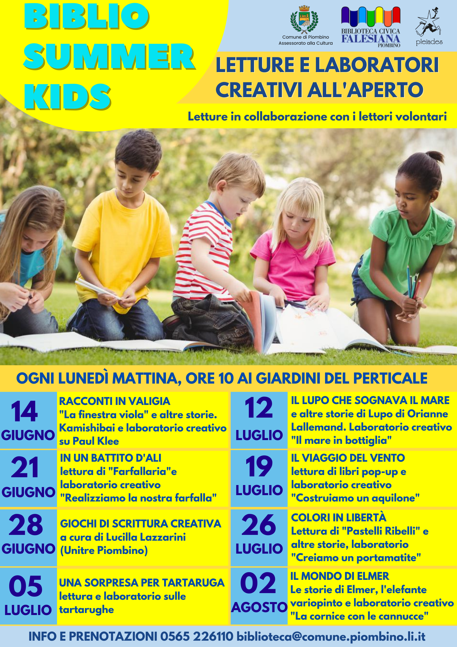 BIBLIO SUMMER KIDS, OGNI LUNED̠MATTINA�LETTURE A TEMA E LABORATORI PER BAMBINI