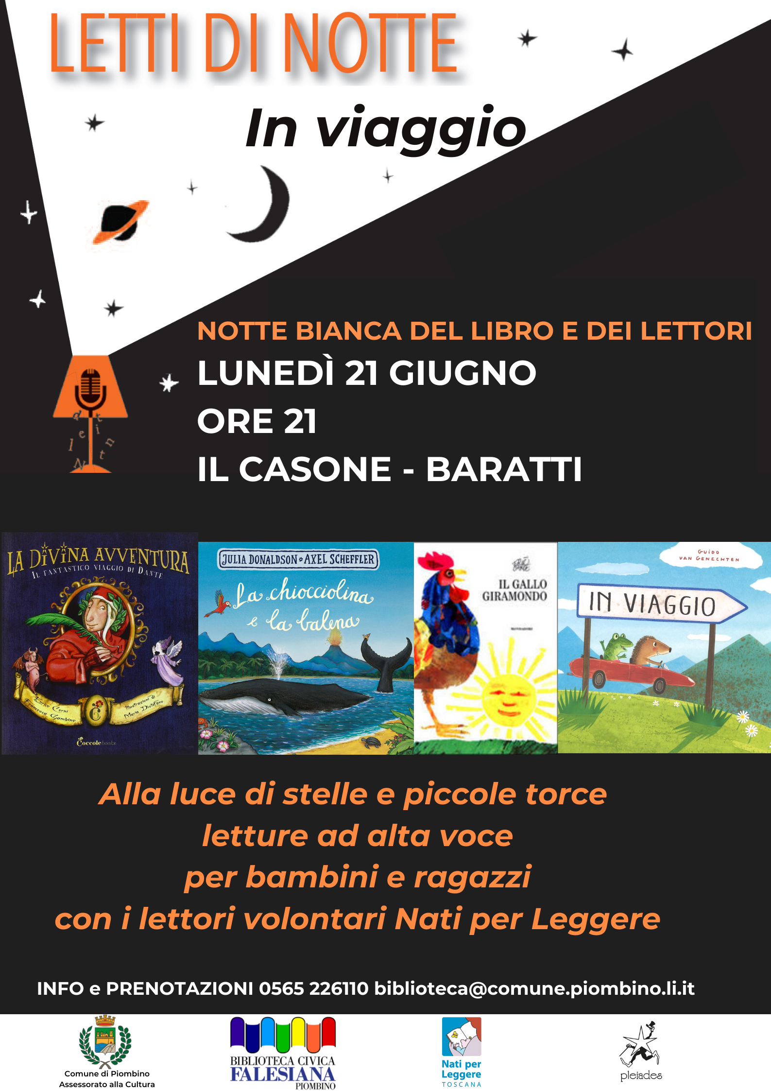 LETTI DI NOTTE, LUNED� 21 GIUGNO TORNA A BARATTI LA NOTTE BIANCA DEL LIBRO