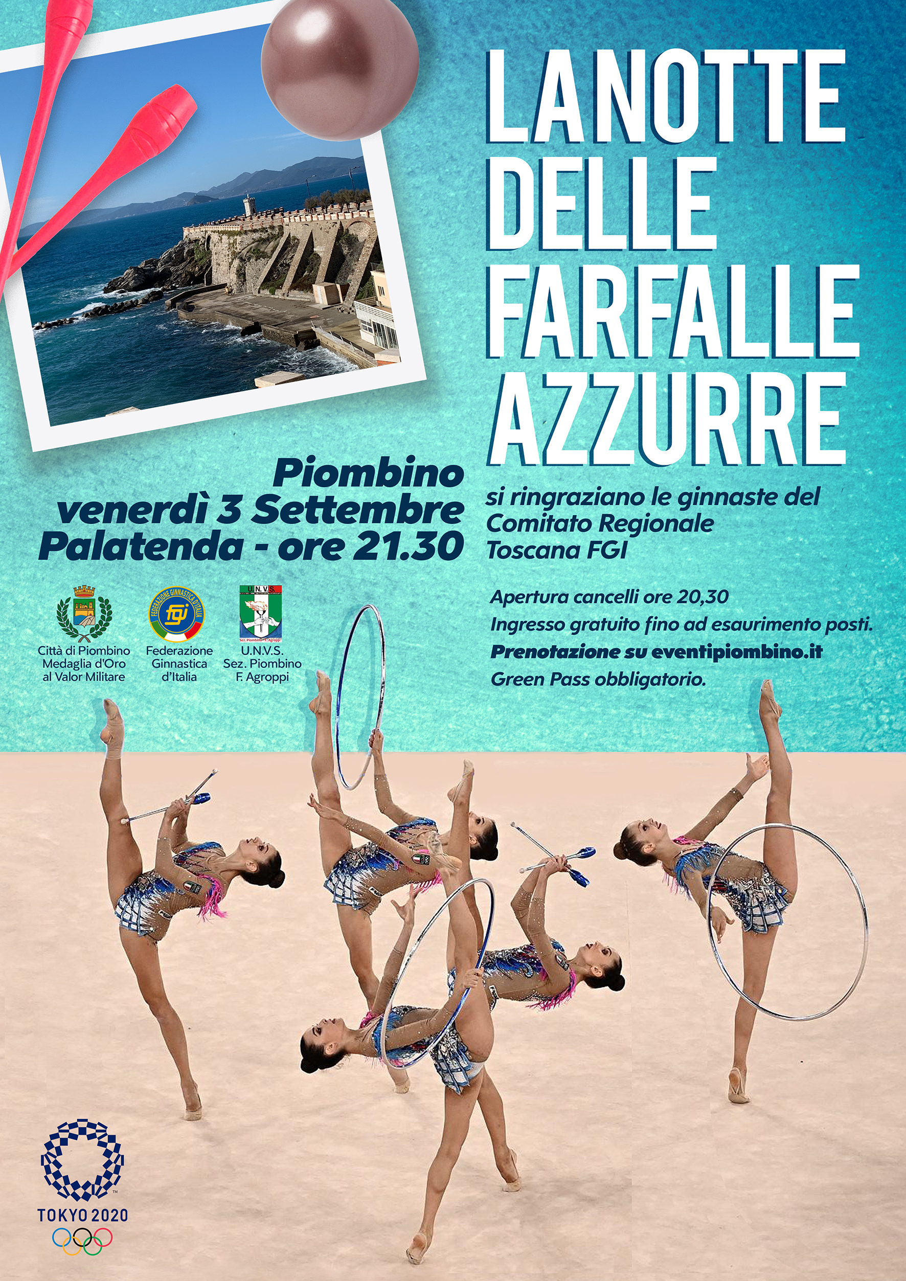 LE FARFALLE DELLA GINNASTICA RITMICA ARRIVANO A PIOMBINO, VENERD� SERA L�ESIBIZIONE AL PALATENDA