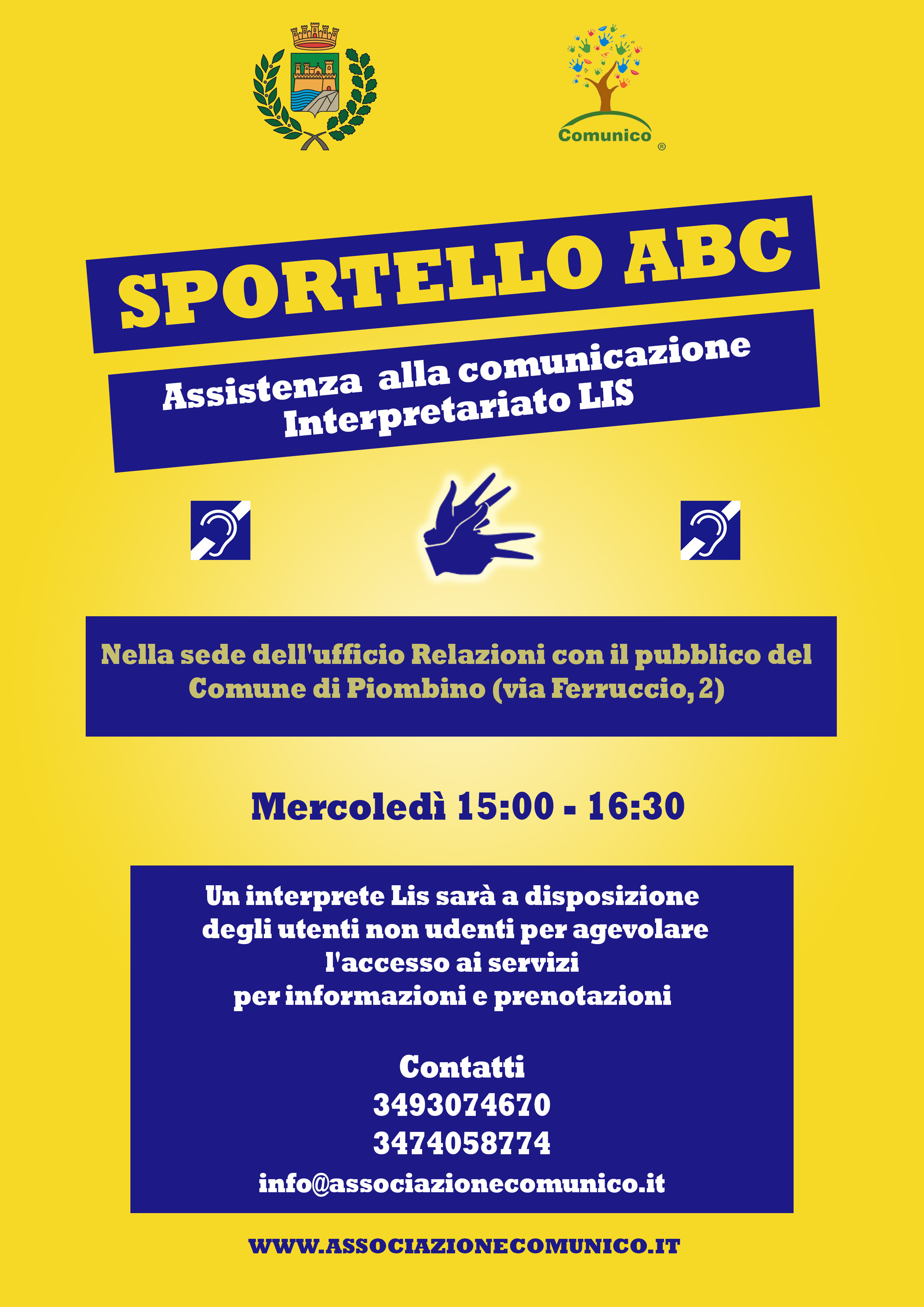 ABBATTIMENTO BARRIERE COMUNICATIVE, AL VIA IN COMUNE LO SPORTELLO DI ASSISTENZA PER NON UDENTI CON L�ASSOCIAZIONE COMUNICO