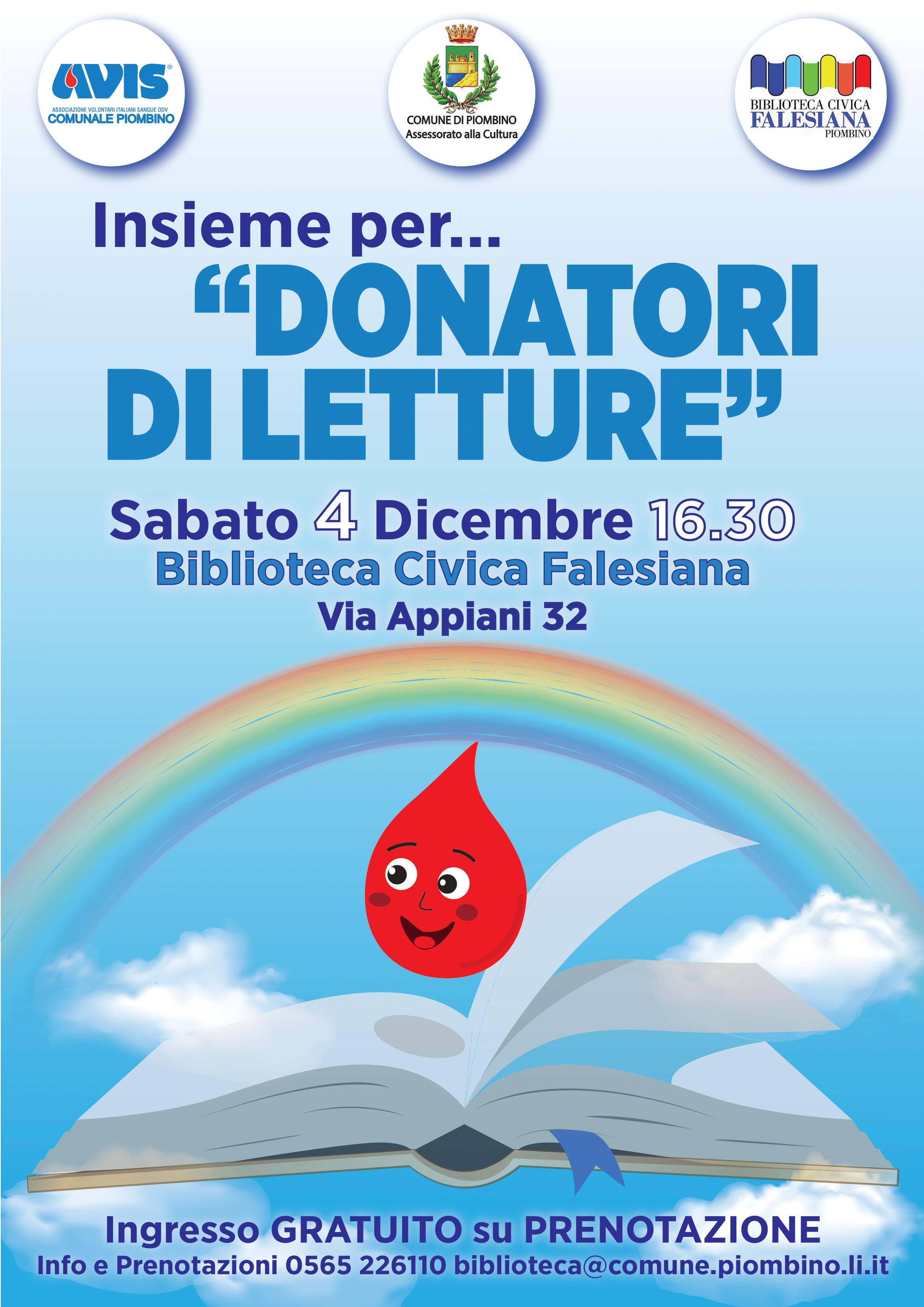 DONATORI DI LETTURE, CON AVIS ALLA BIBLIOTECA UN POMERIGGIO DI ATTIVIT� PER BAMBINI SULL�IMPORTANZA DEL DONARE