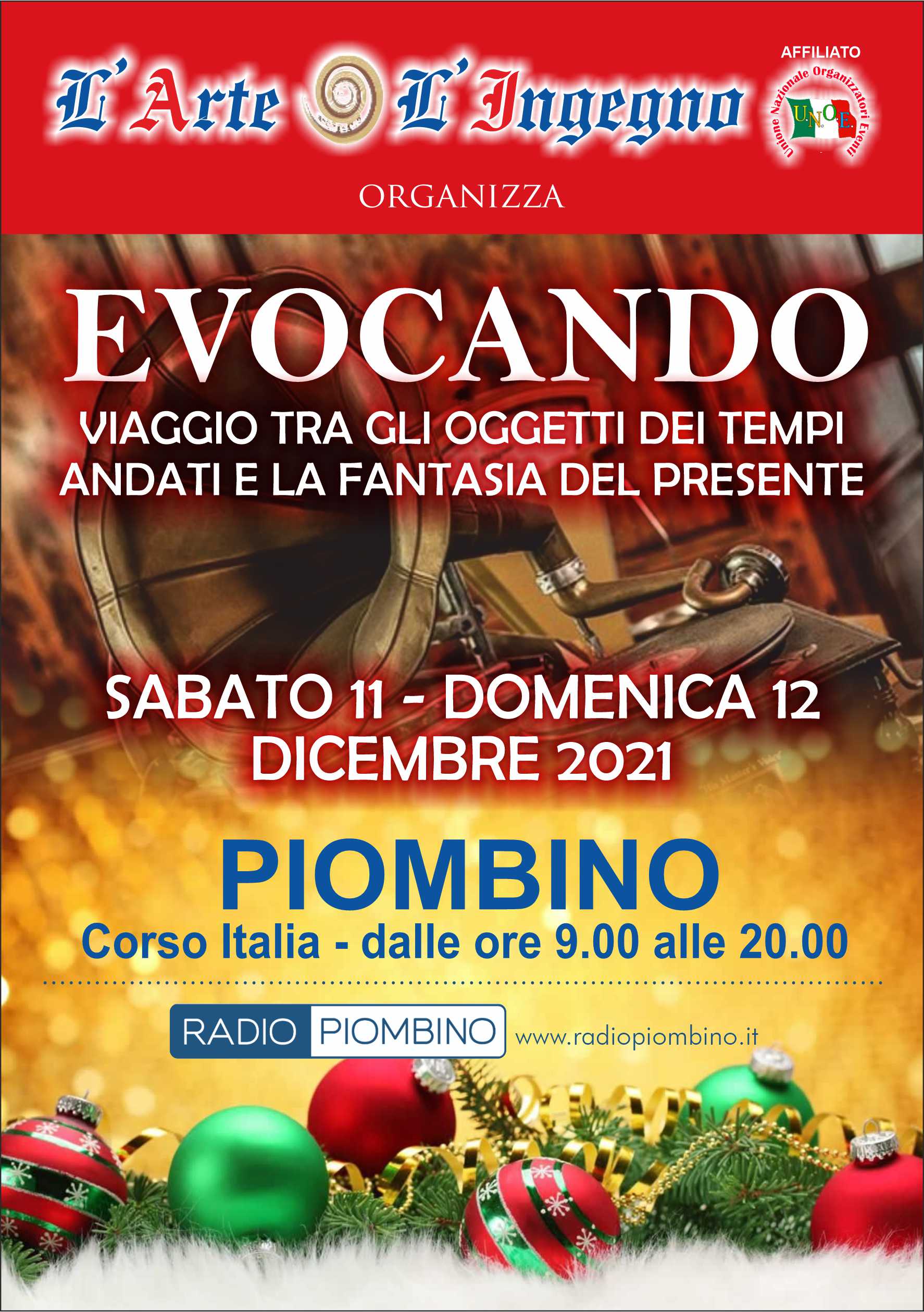 TORNA EVOCANDO: NUOVO APPUNTAMENTO CON IL MERCATINO SABATO 11 E DOMENICA 12 DICEMBRE