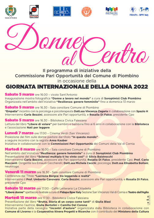 8 MARZO, �DONNE AL CENTRO�: OTTO INIZIATIVE A CURA DELLA CPO