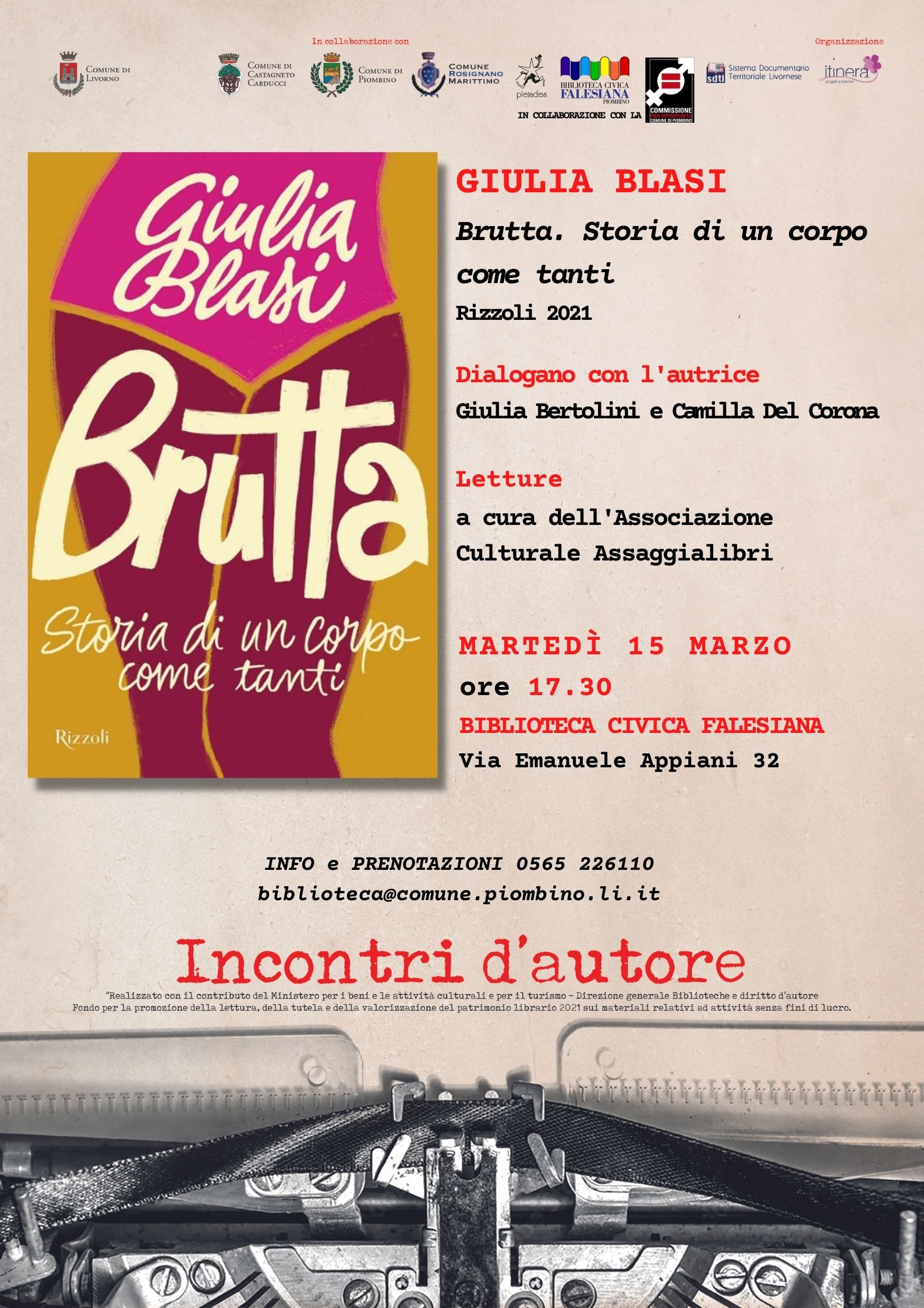 �BRUTTA. STORIA DI UN CORPO COME TANTI�, GIULIA BLASI PRESENTA IL SUO LIBRO ALLA BIBLIOTECA