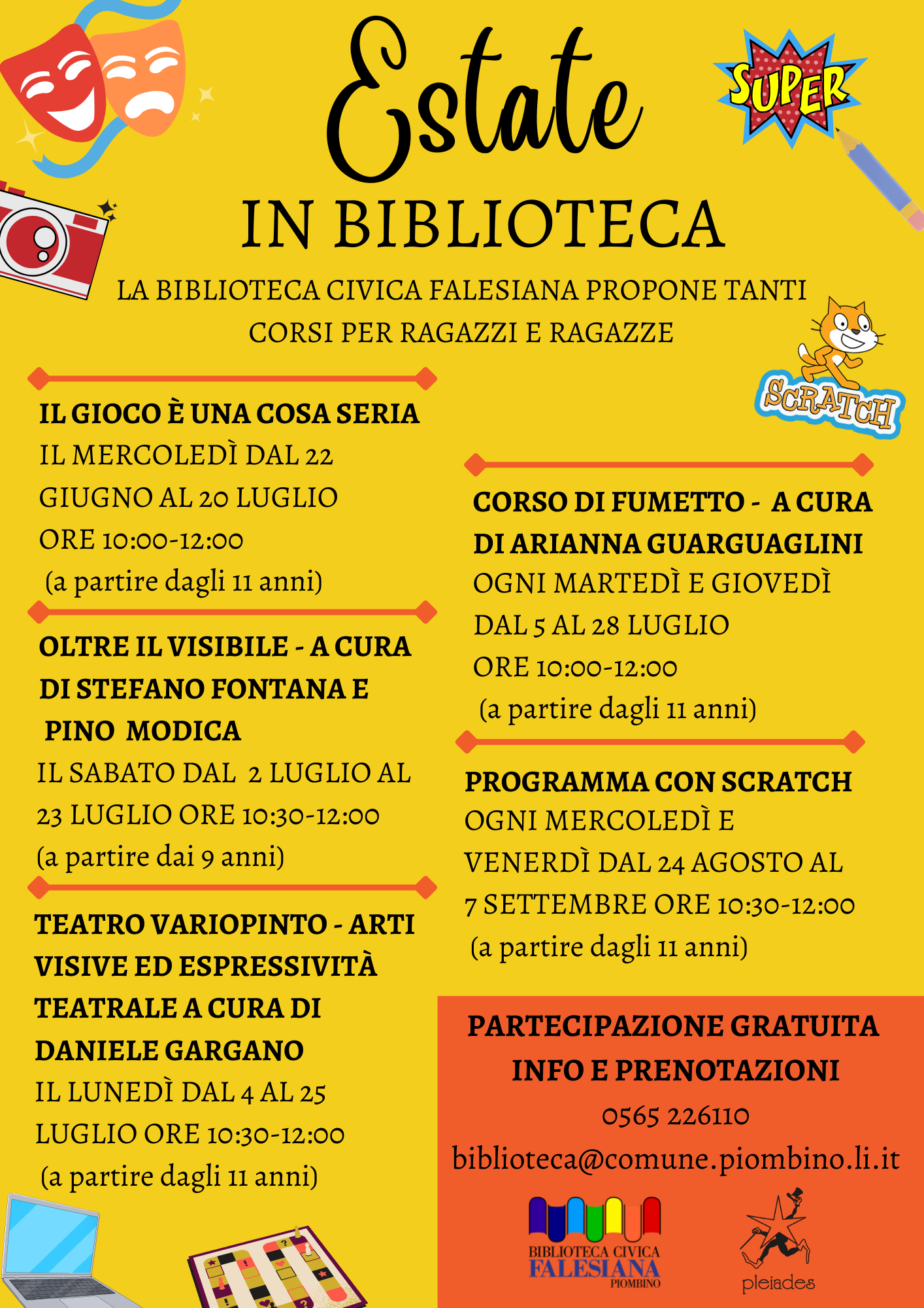 Estate in biblioteca, sei corsi dedicati a bambini e ragazzi