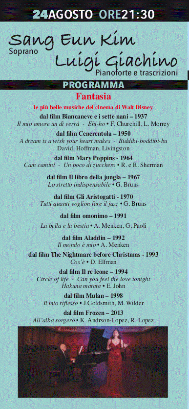 Concerti del Chiostro, domani sera terzo appuntamento con Sang Eun Kim e Luigi Giachino.