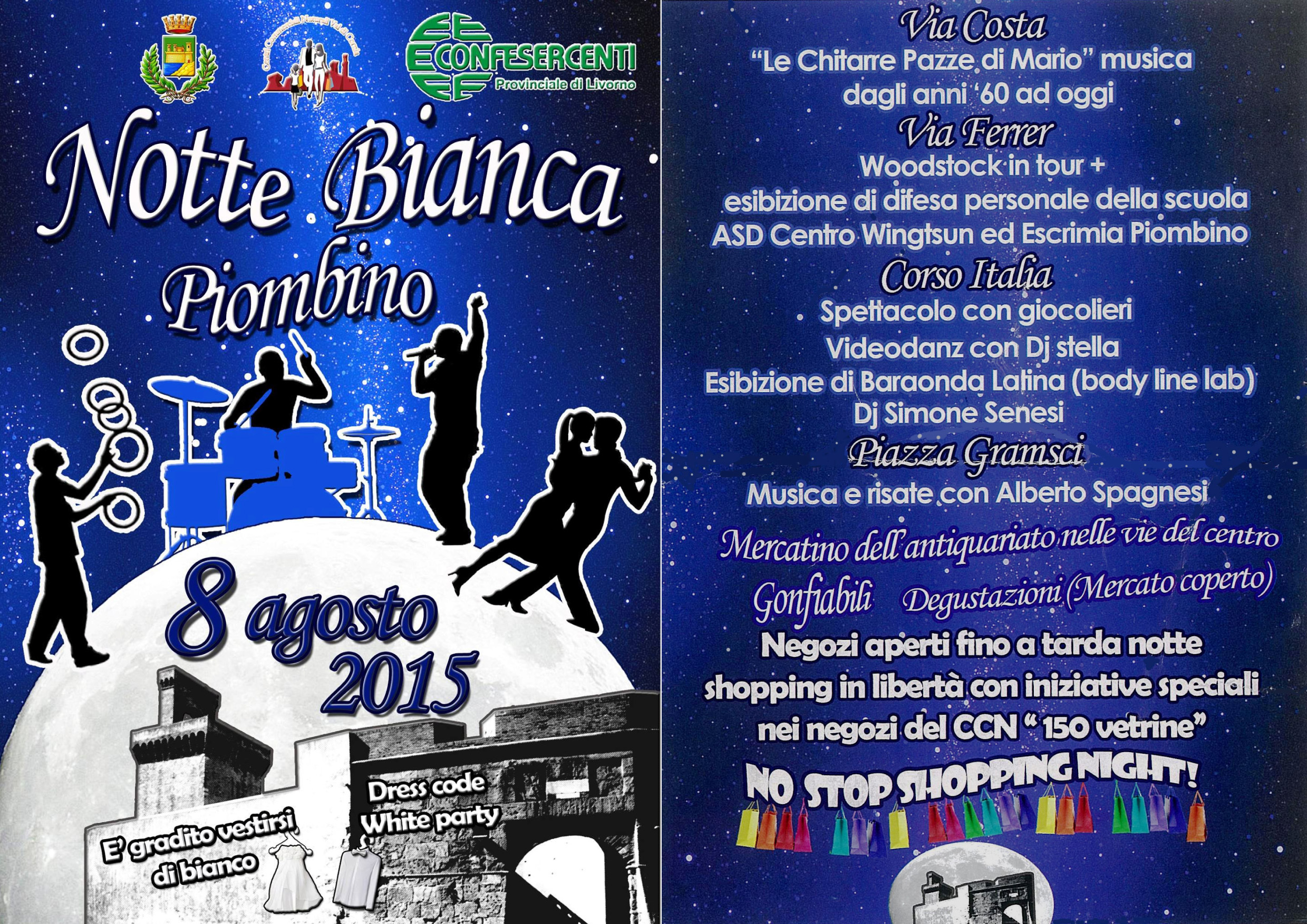 Piombino si prepara per la Notte Bianca: serata di musica , no stop shopping e divertimento per tutti