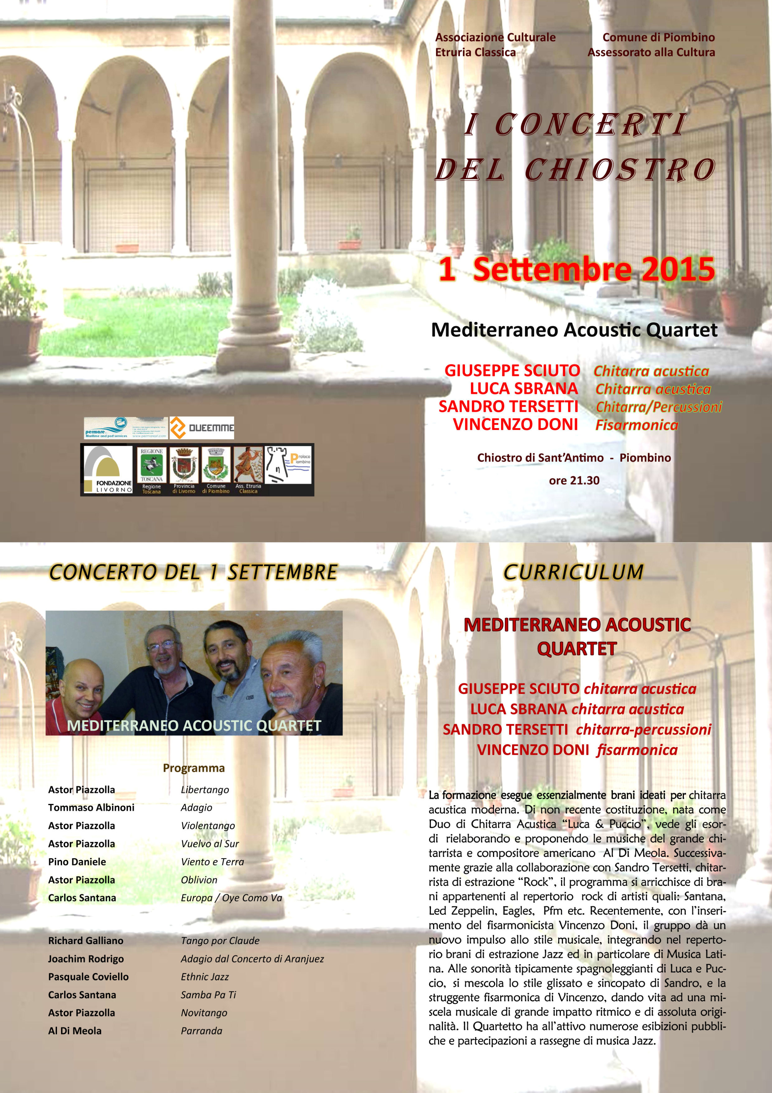 Ultimo concerto al chiostro con il Mediterraneo Acoustic Quartet