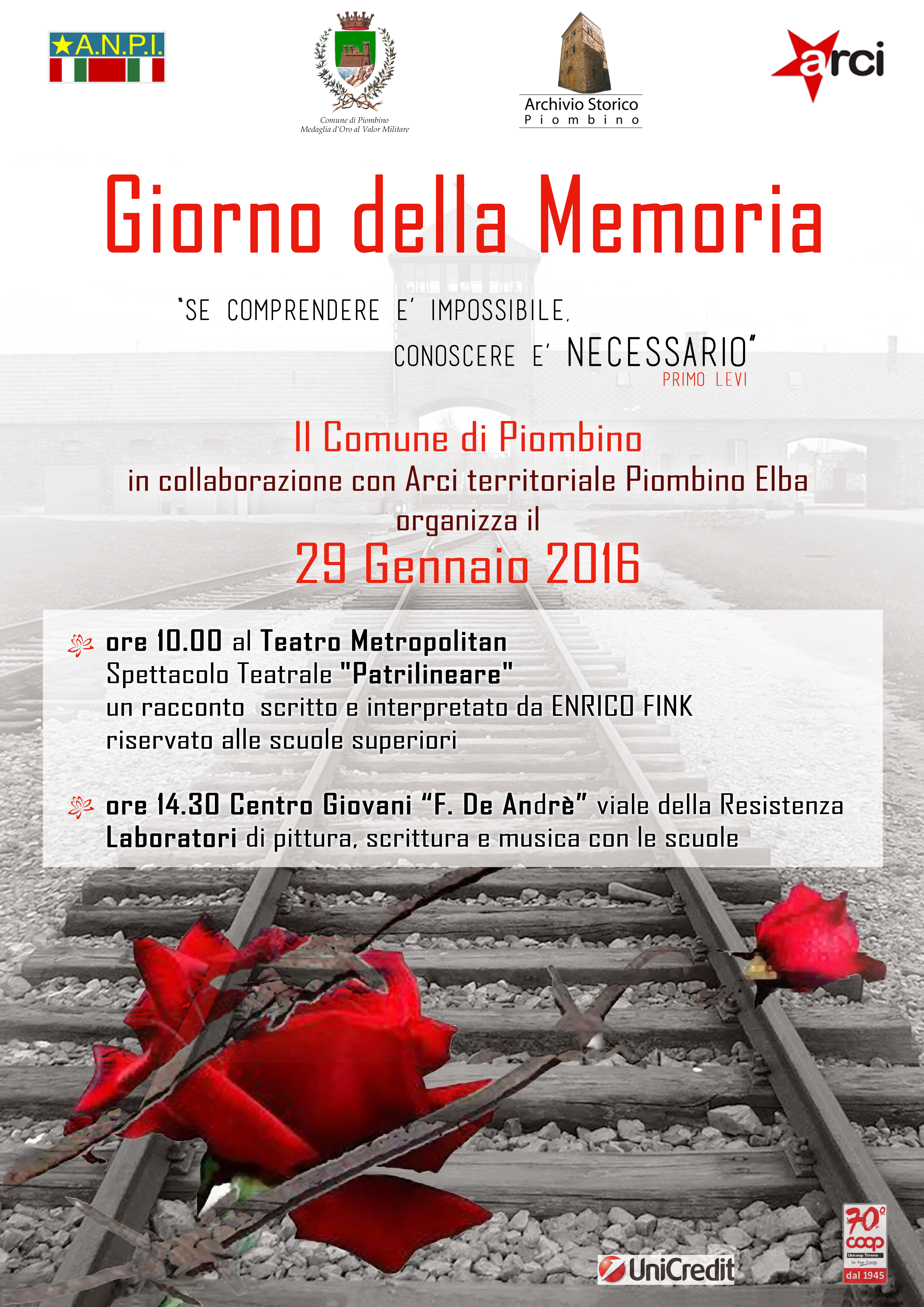 Spettacolo teatrale e laboratori con i giovani per il Giorno della Memoria