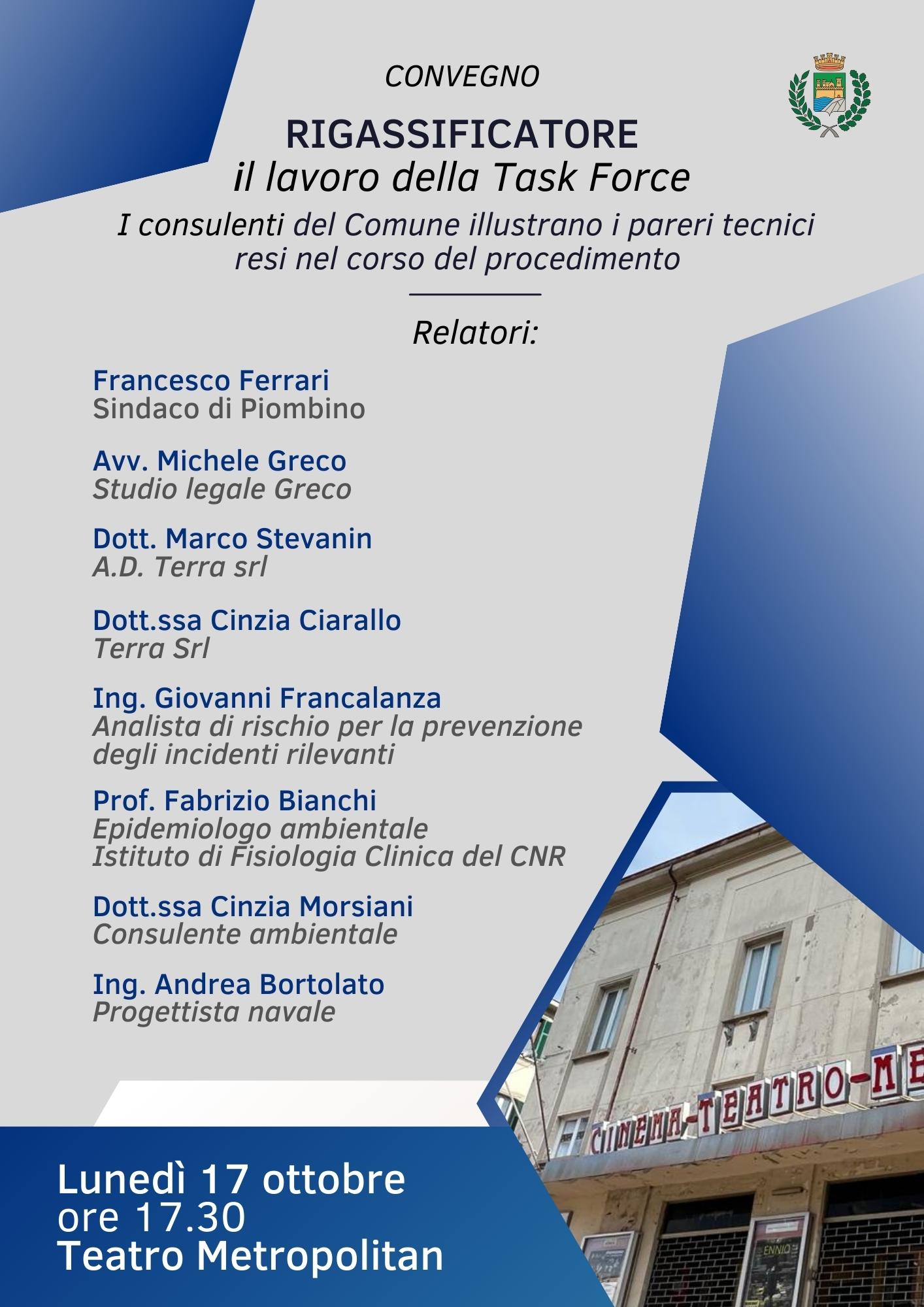 Rigassificatore: convegno con i tecnici incaricati dal Comune 