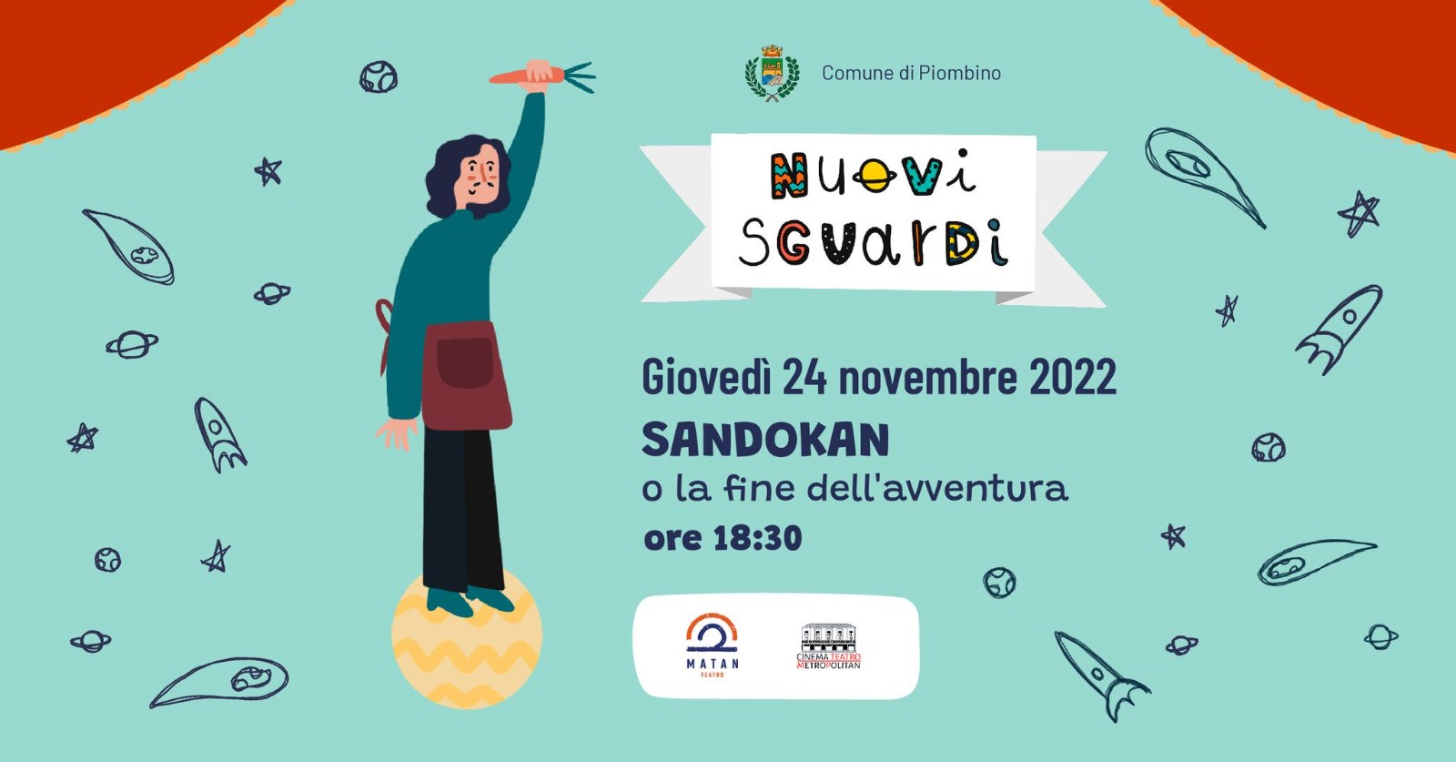 Gioved 24 novembre al via la rassegna di teatro per ragazzi Nuovi Sguardi con lo spettacolo Sandokan o la fine dellavventura