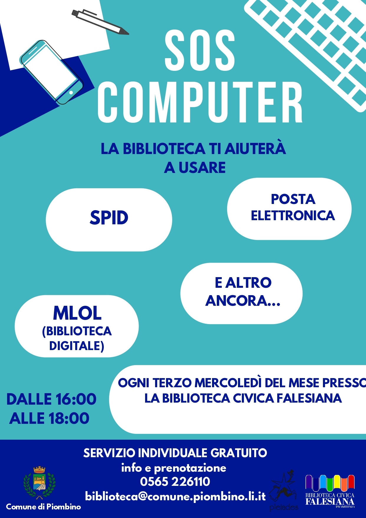 � ripreso dal mese di novembre 2022 il servizio �Sos Pc� alla Biblioteca Civica Falesiana