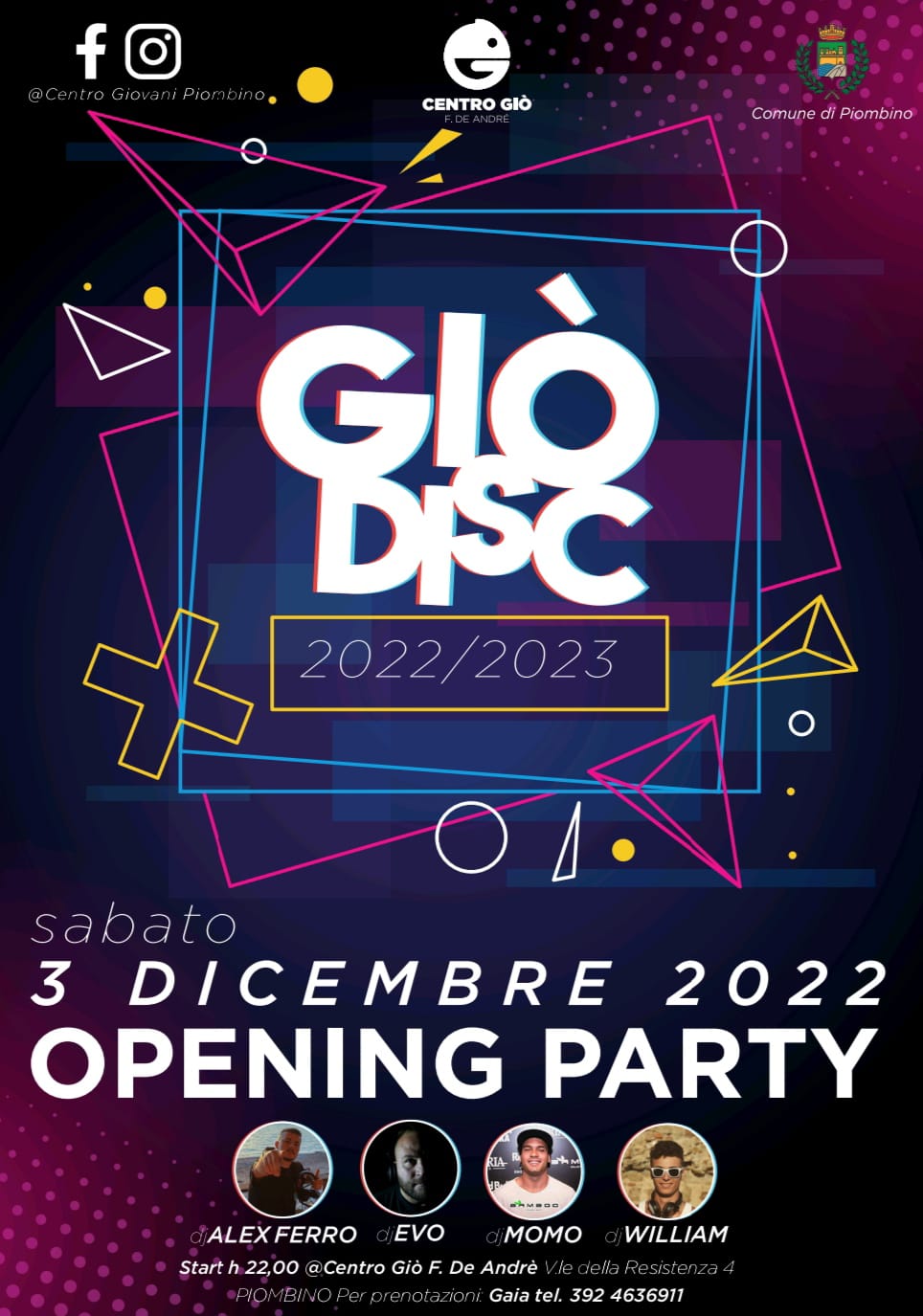 Sabato 3 dicembre alle ore 22 opening di stagione per Gi� Disk 