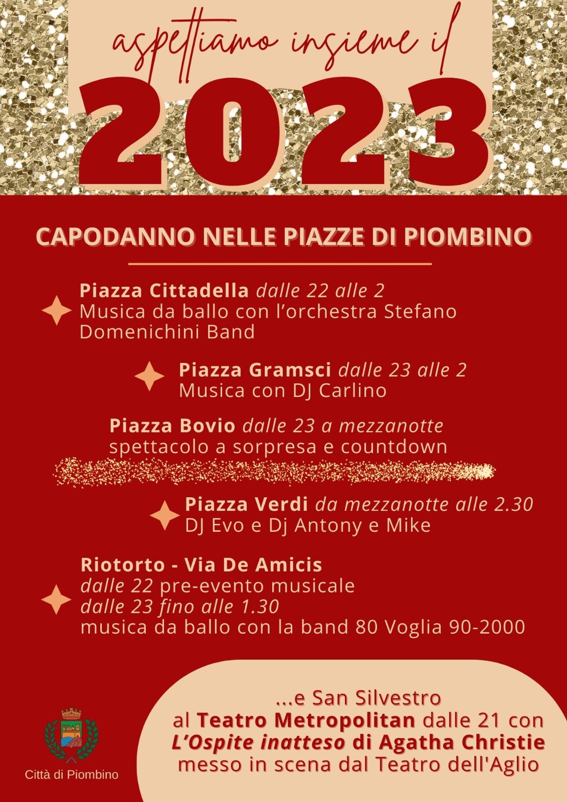 31 dicembre 2022: il programma del Capodanno a Piombino