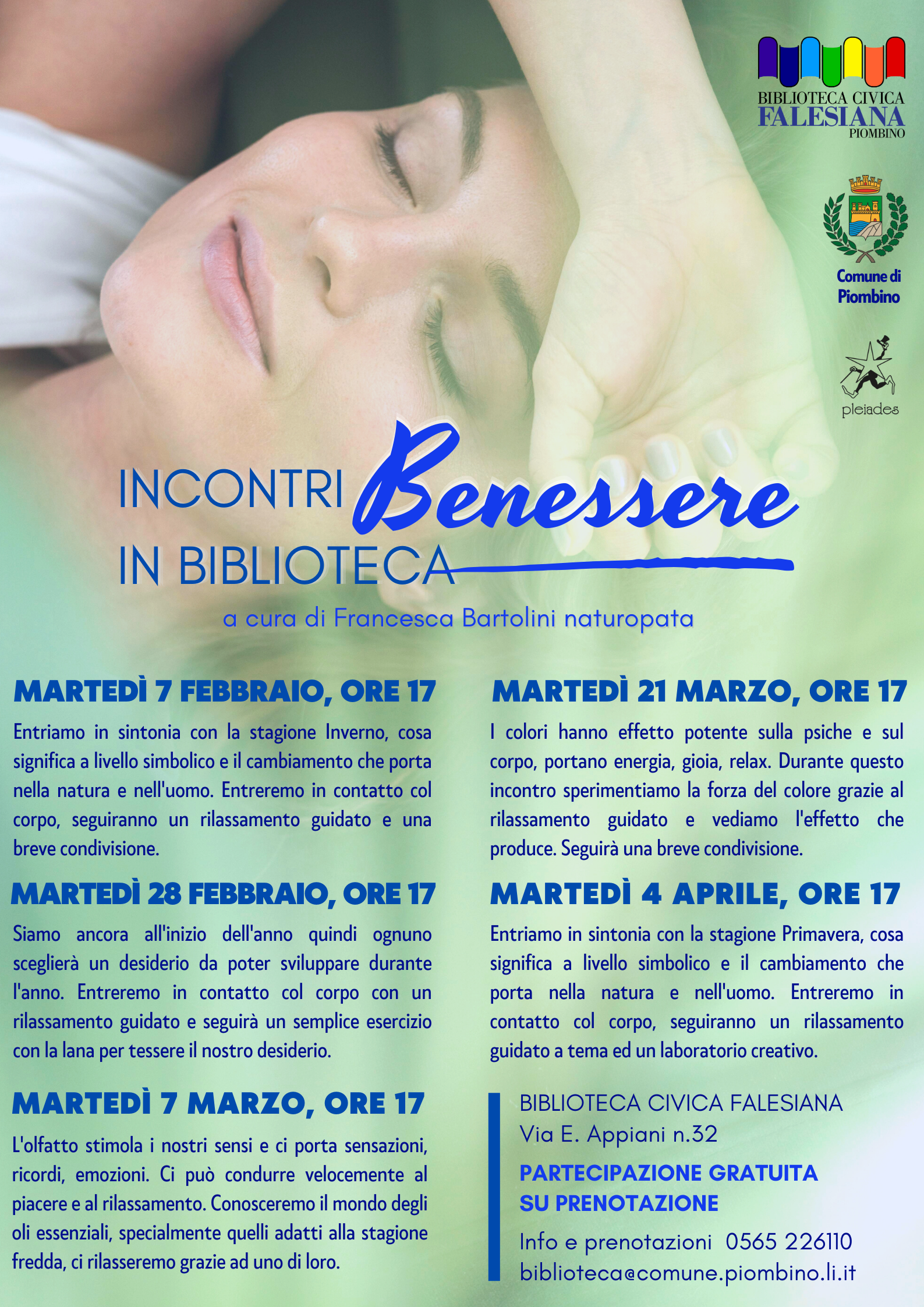 Alla Biblioteca Civica Falesiana cinque incontri sul benessere