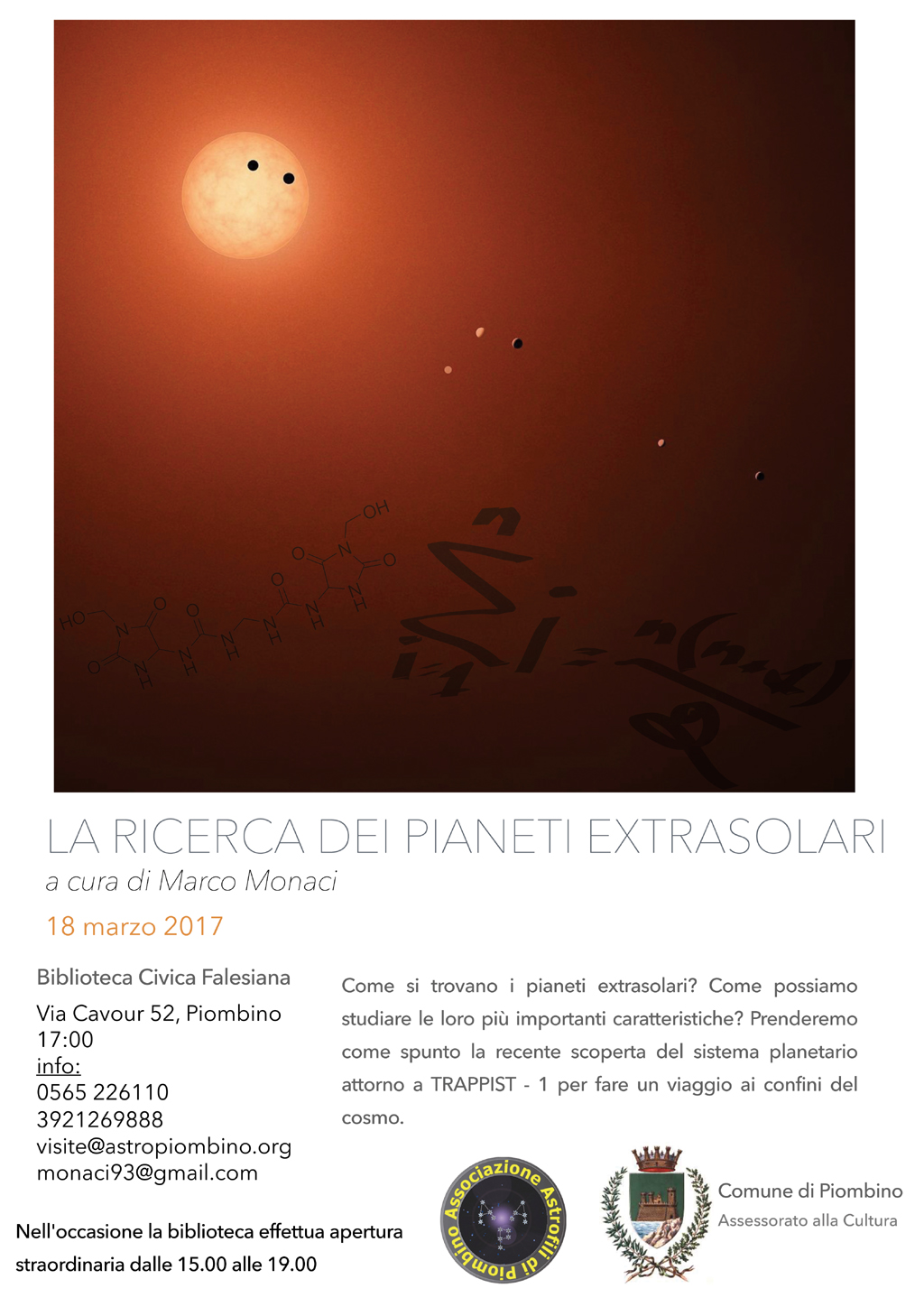 Conferenza presso la Biblioteca Civica Falesiana  LA RICERCA DEI PIANETI EXTRASOLARI