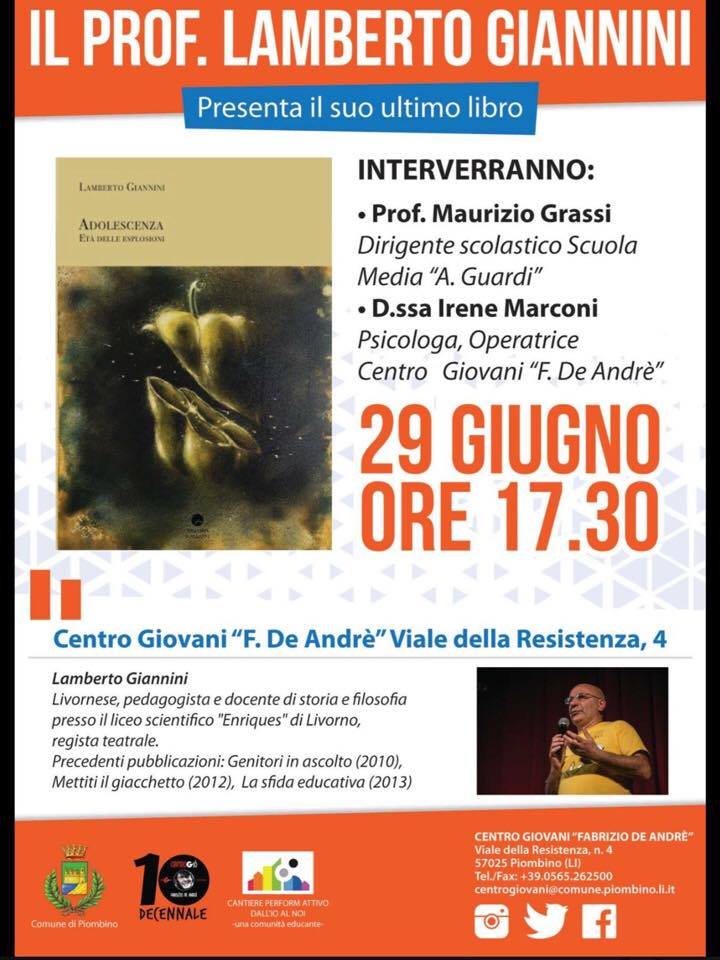 "Adolescenza. Et&agrave; delle esplosioni".  Al centro Giovani Lamberto Giannini presenta il suo ultimo libro sul mondo giovanile
