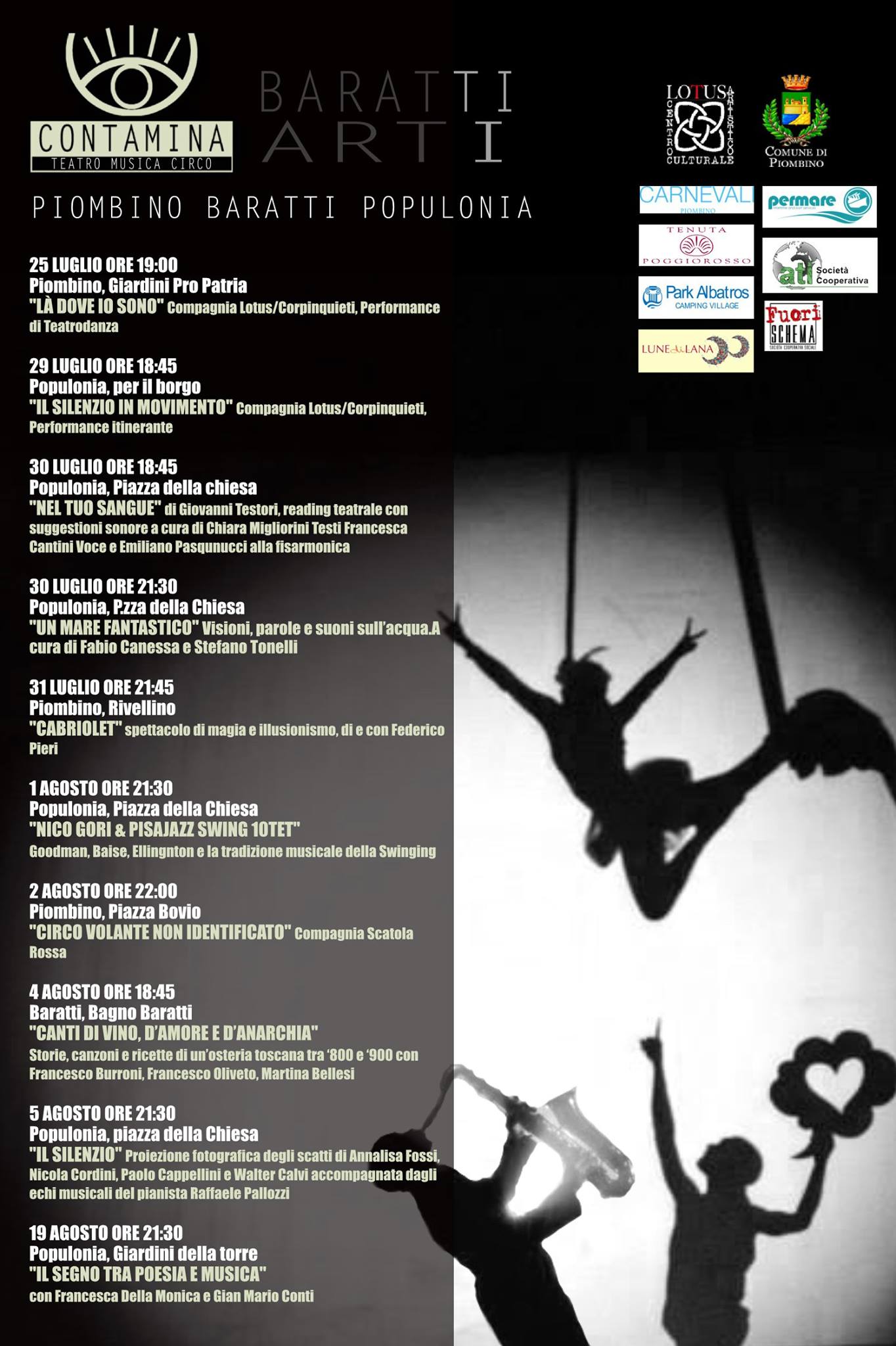 Al via l\'edizione 2017 di "Contamina", rassegna di teatro, musica, danza, arte Dal 25 luglio al 19 agosto tra Piombino Populonia e Baratti