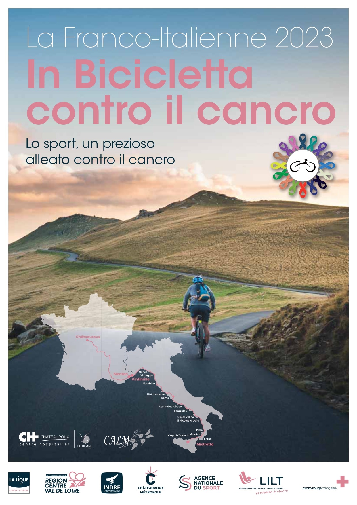 Tappa a Piombino per la manifestazione ciclistica Franco Italienne 2023 per sensibilizzare e raccogliere fondi contro il cancro
