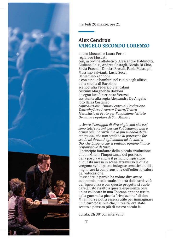 Spettacolo teatrale dedicato a don Milani  al Metropolitan