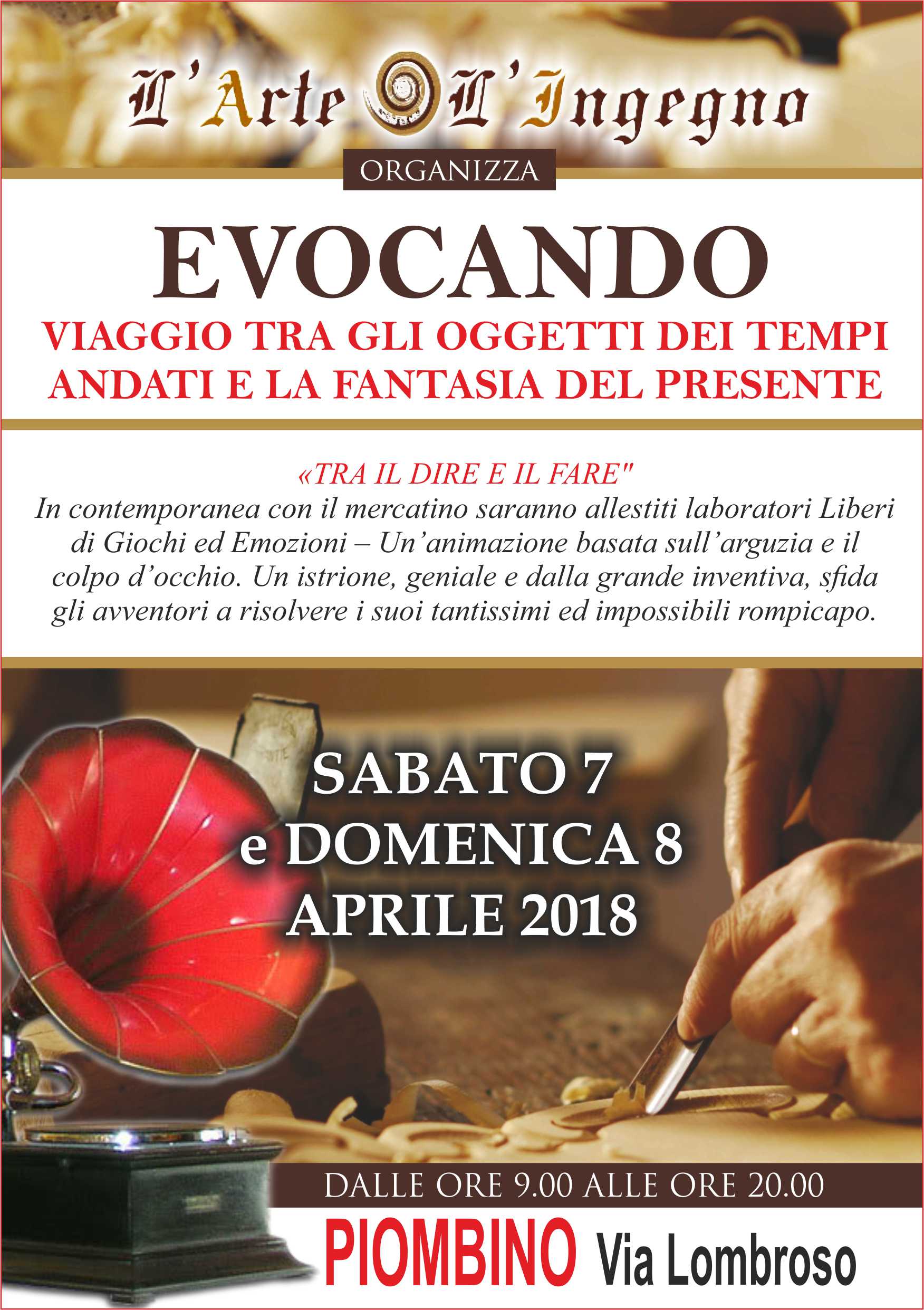 Evocando. Nuovo appuntamento il 7 e l\'8 aprile in via Lombroso