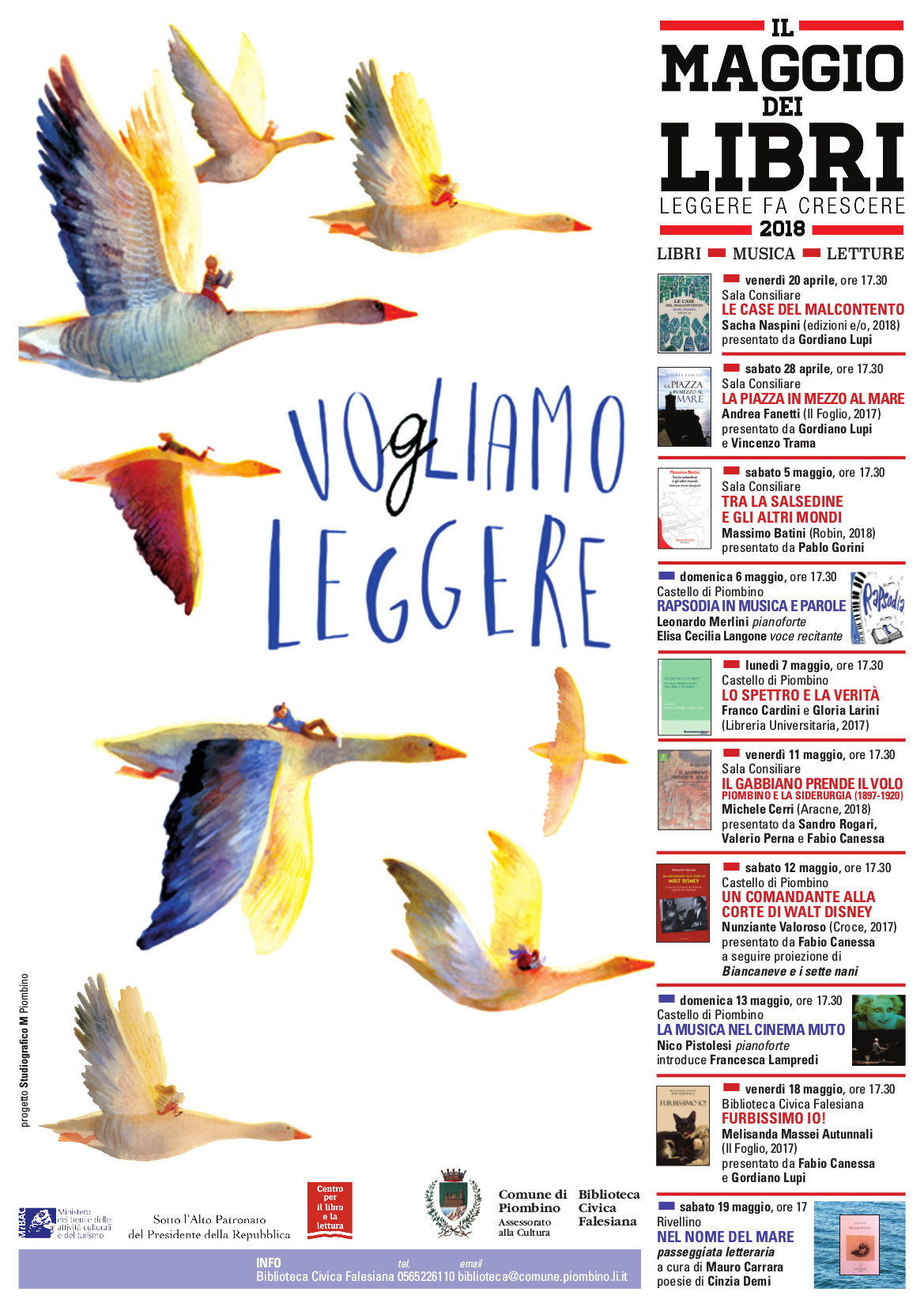 Maggio dei libri. Presentazione di libri, appuntamenti con la musica, la letteratura e il cinema, laboratori e letture per bambini. Le iniziative del Comune di Piombino
