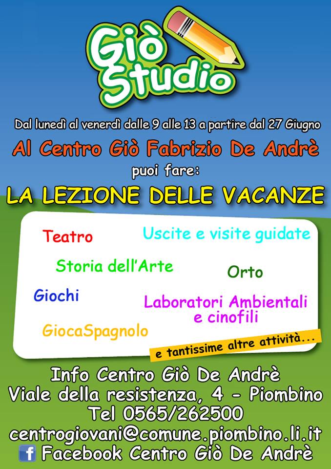 Centro Giovani. Il 4 luglio torna il Gi&ograve; Studio Estate 2016