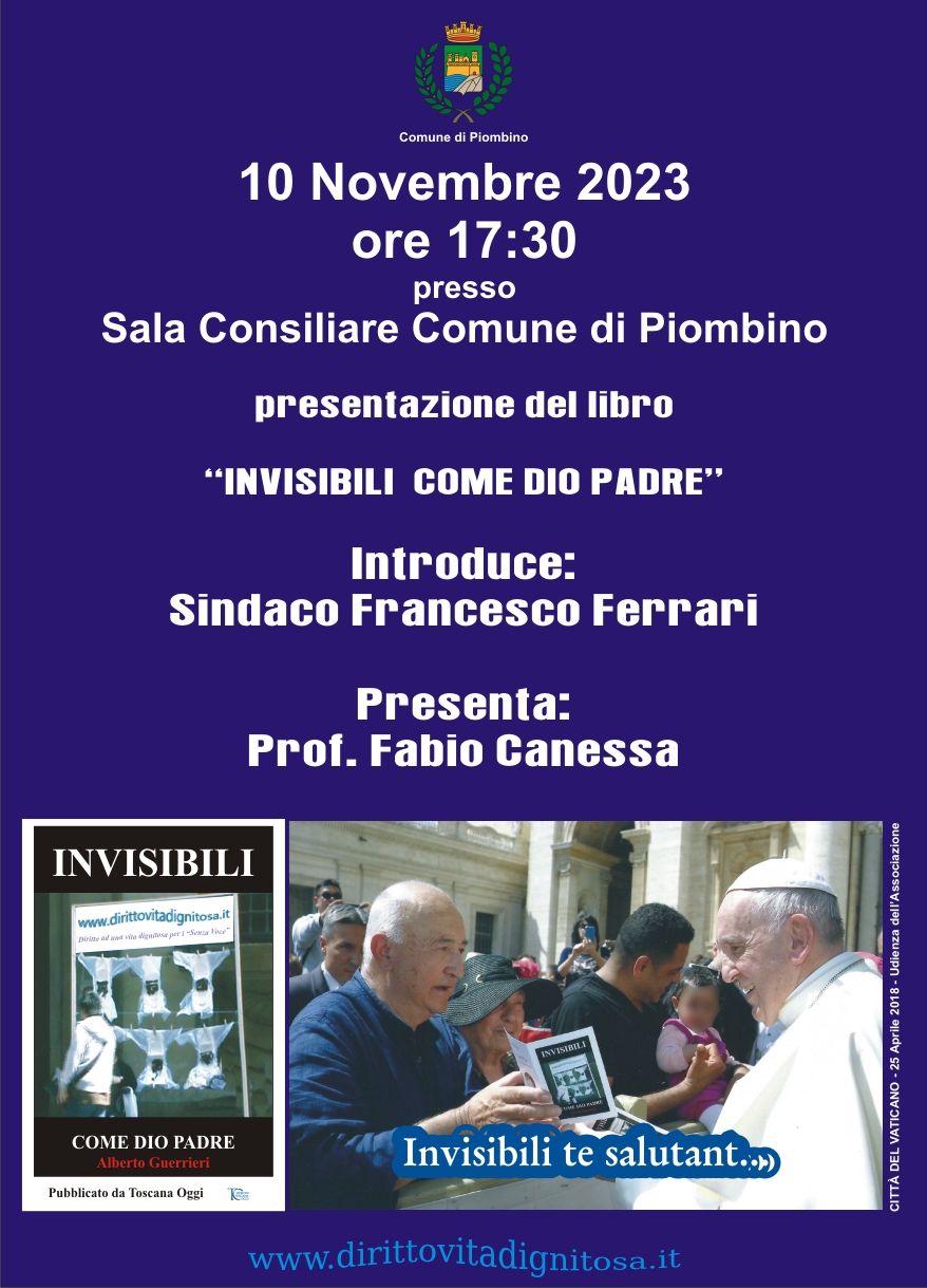 Presentazione del libro �Invisibili come Dio Padre� di Alberto Guerrieri Venerd� 10 novembre alle 17.30, sala Consiliare