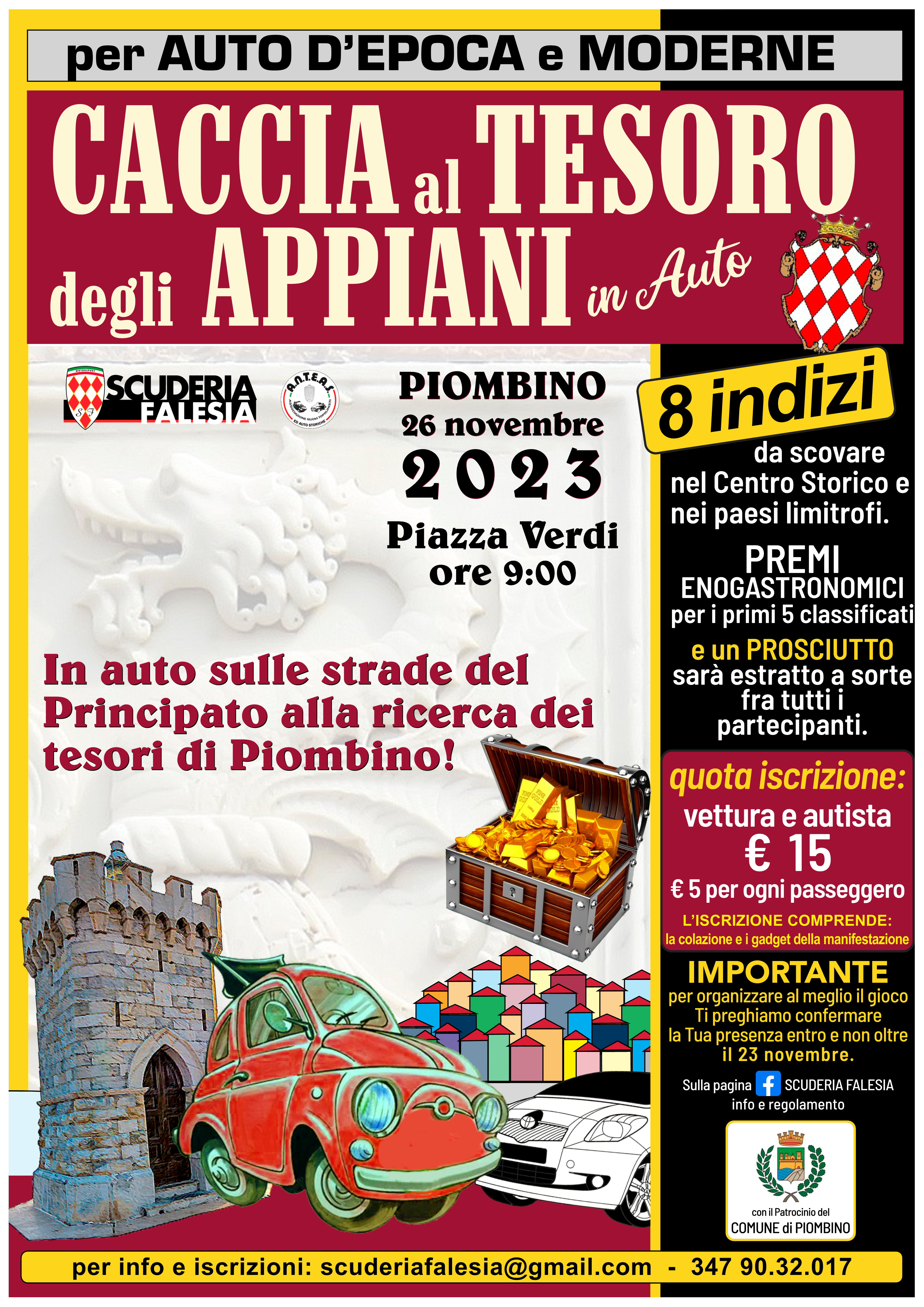 In programma domenica 26 novembre la Caccia al Tesoro degli Appiani in auto