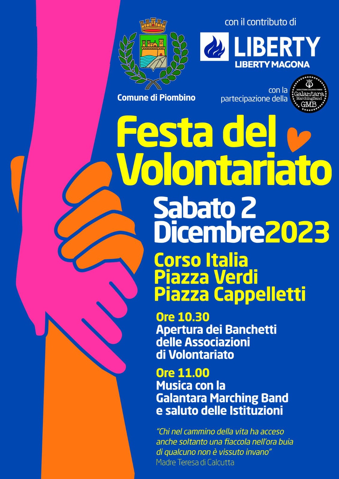 Sabato 2 dicembre torna la Festa del Volontariato