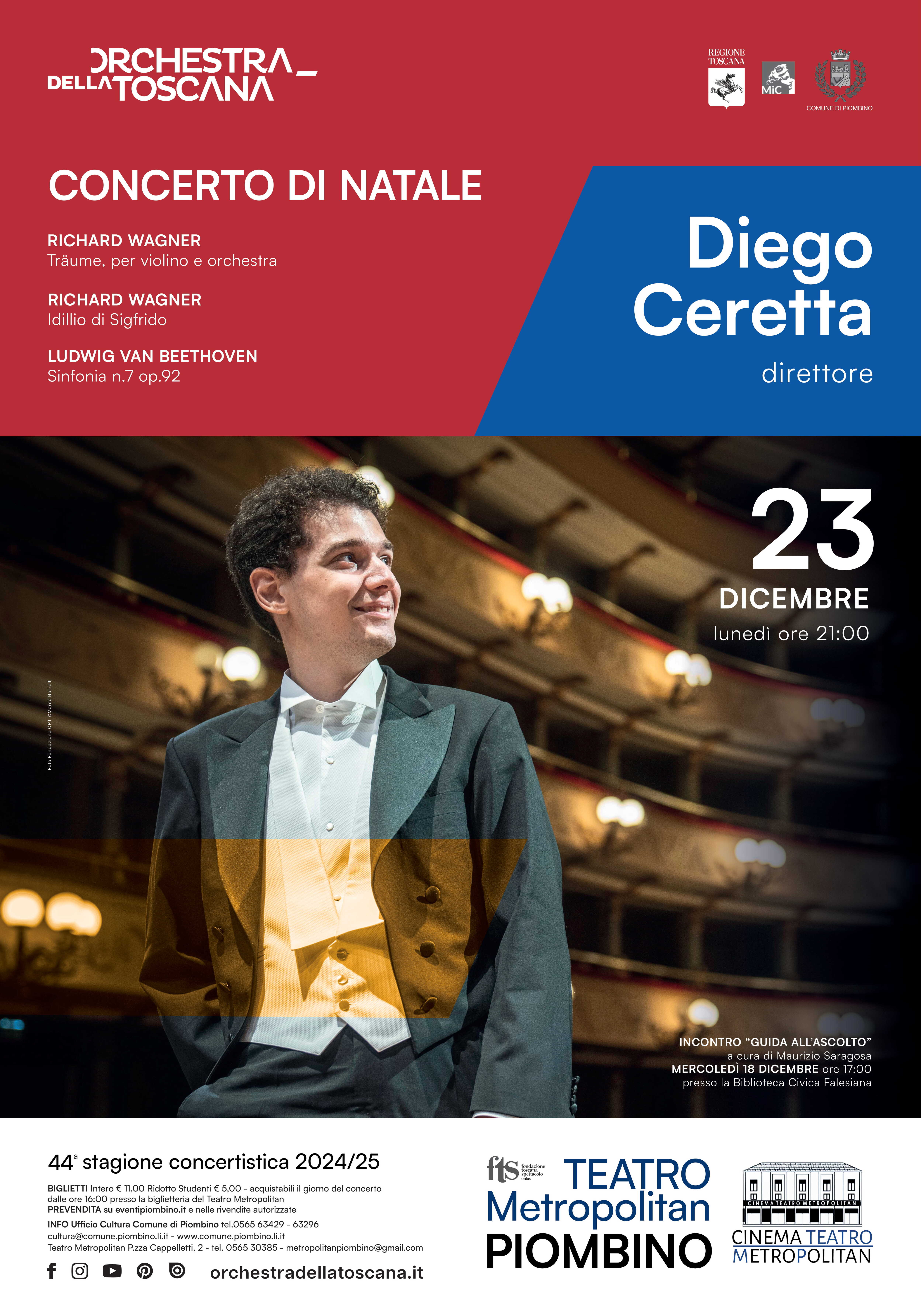 Stagione Concertistica 2024/25 - Concerto diNatale2024 - ORT Orchestra della Toscana e Introduzione e guida allascolto
