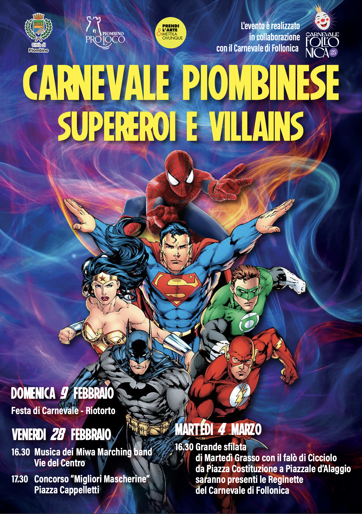 Carnevale piombinese 2025: questanno arrivano Supereroi e villains