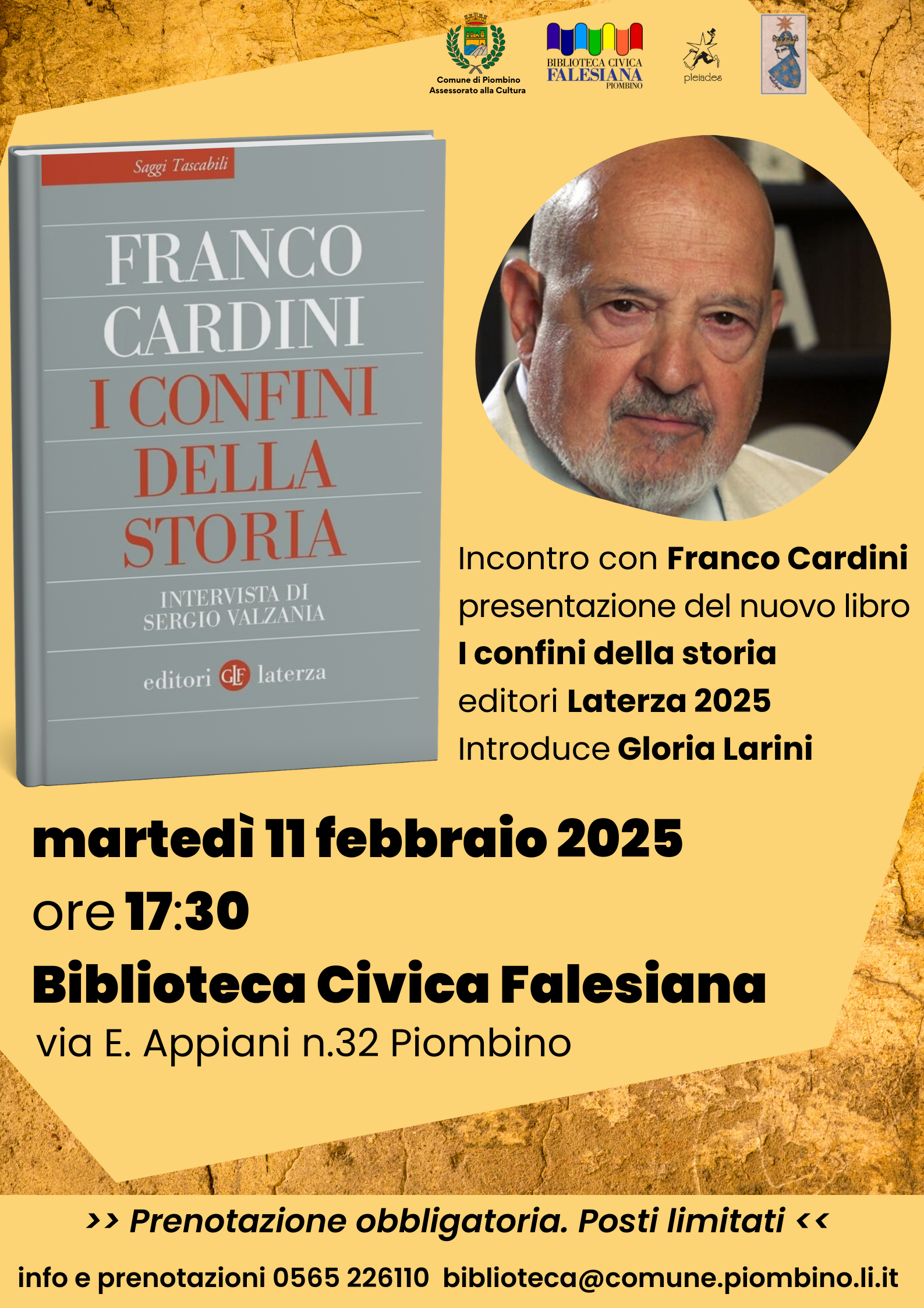 Lo storico Franco Cardini a Piombino per promuovere il libro \